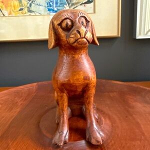 Handcarved Wooden Folk Art Dog Sculpture 6”